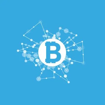 Bitcoin currency system peering network links illustration background Stock Illustration