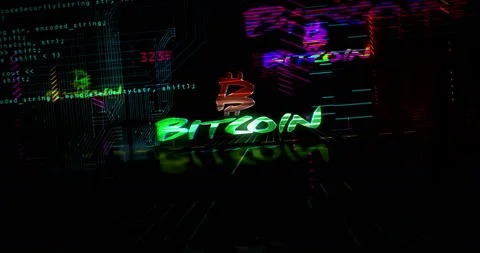Bitcoin cyberpunk style loopable intro Stock Footage 143343609