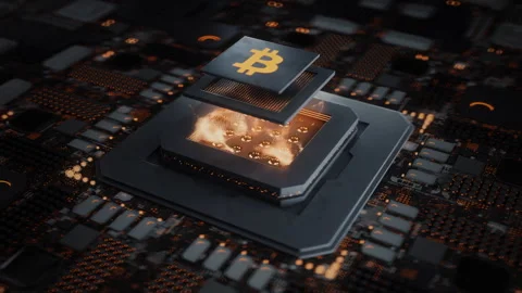 Bitcoin in Cyberspace - 3D CGI Visualization Stock Footage 247572187