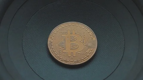 Bitcoin Dance on Sounds Waves in Slow Motion Stock Footage 86422013