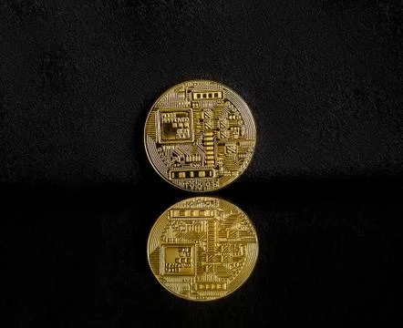 Bitcoin on a dark background Stock Photos