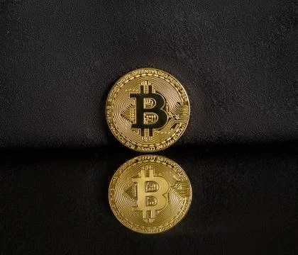 Bitcoin on a dark background Stock Photos