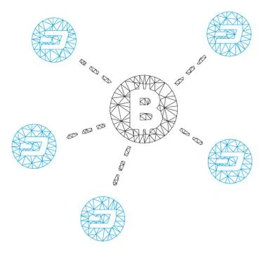 Bitcoin Dash Network Vector Mesh 2D Model 스톡 일러스트