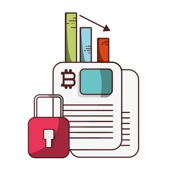 Bitcoin data coins chart cryptocurrency transaction digital money イラスト素材