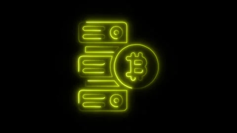 Bitcoin Data Server Outline Icon in HD Video Neon Animation Stock-Footage 304552051