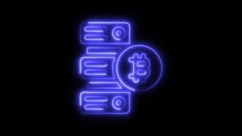 Bitcoin Data Server Outline Icon in HD Video Neon Animation Stock-Footage 304552058