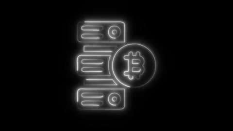 Bitcoin Data Server Outline Icon in HD Video Neon Animation 動画素材 304552060