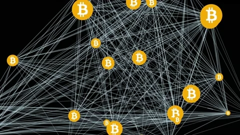 Bitcoin Decentralized Network Stock Footage 130956240