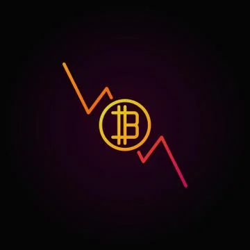 Bitcoin decreasing graph colorful icon - vector cryptocurrency d Stockillustratie