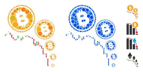Bitcoin Deflation Chart Composition Icon of Spheric Items Stock Illustration