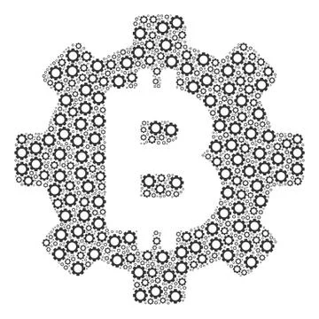 Bitcoin Development Gear Collage of Cogs Illustrazione stock