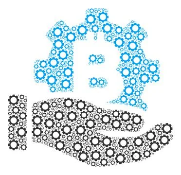 Bitcoin Development Service Hand Composition of Cogs Illustrazione stock