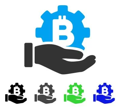 Bitcoin Development Service Hand Flat Icon 스톡 일러스트