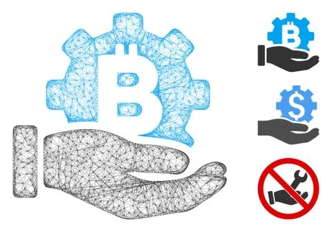 Bitcoin Development Service Hand Polygonal Web Vector Mesh Illustration 库存插图