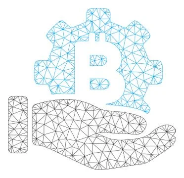 Bitcoin Development Service Hand Vector Mesh Carcass Model Illustrazione stock