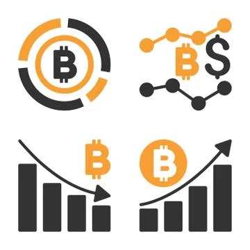 Bitcoin Diagram Vector Icon Set Stock Illustration