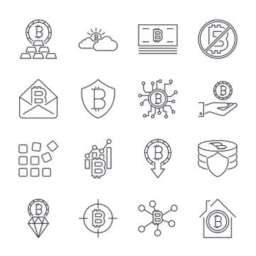 Bitcoin different icons set for internet money crypto currency symbol and coin イラスト素材