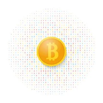 Bitcoin on a digital background. Stock Illustration