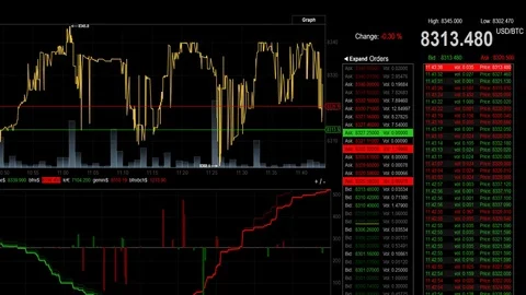 Bitcoin digital blockchain cryptocurrency Stock Footage 82579107