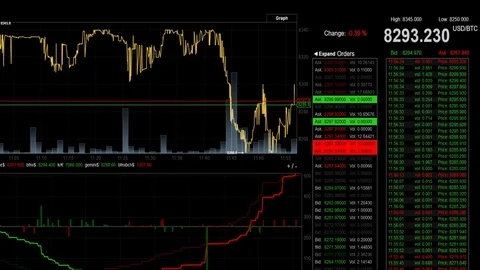 Bitcoin digital blockchain cryptocurrency Stock Footage 82579224
