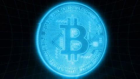 Bitcoin Digital Blockchain Hologram Stock-Footage 85349428