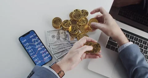 Bitcoin digital crypto currency Video stock 146428836