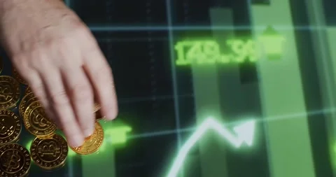 Bitcoin digital crypto currency Stock Footage 146428922