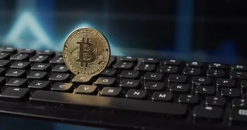 Bitcoin digital crypto currency Stock Footage 146429079