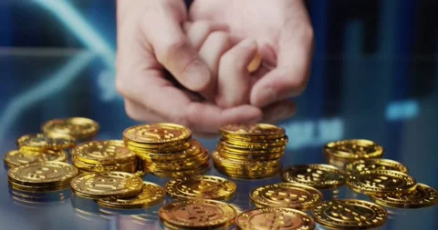 Bitcoin digital crypto currency Stock Footage 146429091