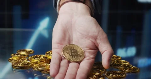 Bitcoin digital crypto currency Stock Footage 146429117