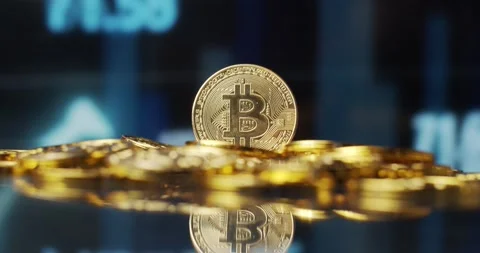 Bitcoin digital crypto currency Stock Footage 146429157