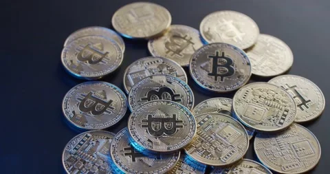 Bitcoin digital crypto currency Stock Footage 149053940