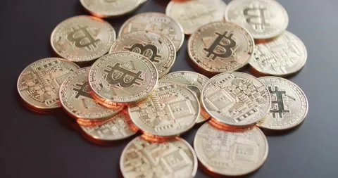 Bitcoin digital crypto currency Stock Footage 149054014