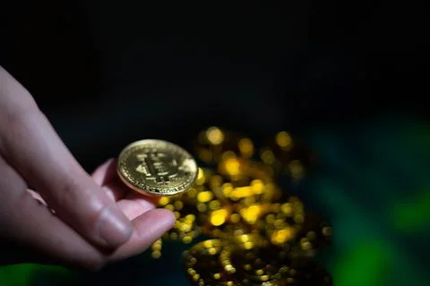 Bitcoin digital crypto currency Stock Photos