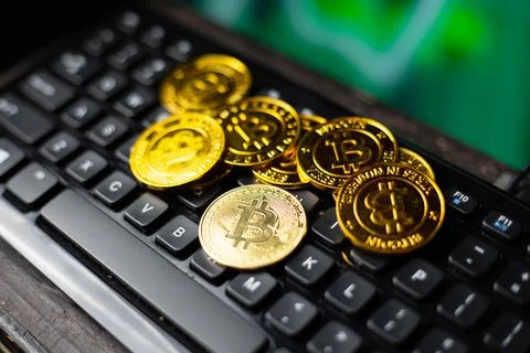 Bitcoin digital crypto currency Stock Photos