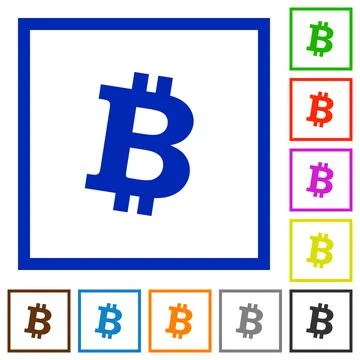 Bitcoin digital cryptocurrency flat framed icons Stockillustratie