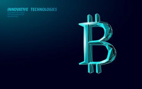 Bitcoin digital cryptocurrency sign 3D symbol. Big data information mining Stockillustratie
