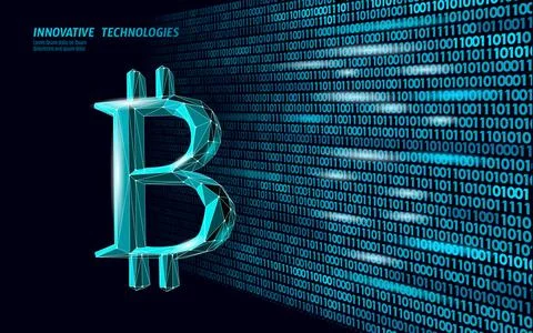 Bitcoin digital cryptocurrency sign 3D symbol. Big data information mining Stock-Illustration