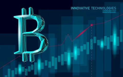 Bitcoin digital cryptocurrency sign 3D symbol. Big data information mining 스톡 일러스트