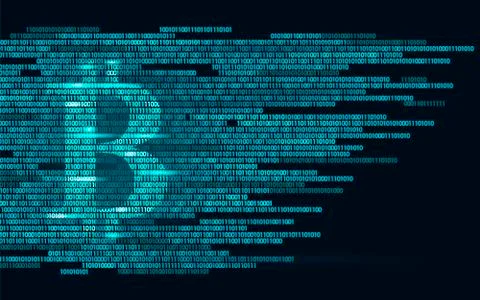 Bitcoin digital cryptocurrency sign binary code number. Big data information Stock Illustration