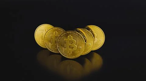Bitcoin digital currency. Cryptocurrency BTC the new virtual money Close up 3 Stock Illustration