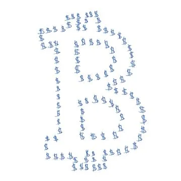 Bitcoin digital dollar handwriting Stock Illustration