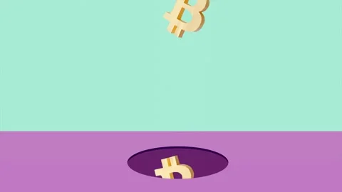 Bitcoin is a digital global cryptocurrency on the blockchain falls stock video Stock Footage 220614119