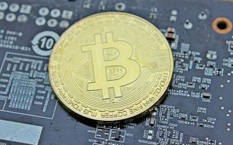 Bitcoin, digital gold, physical bitcoin, chip Stock Photos