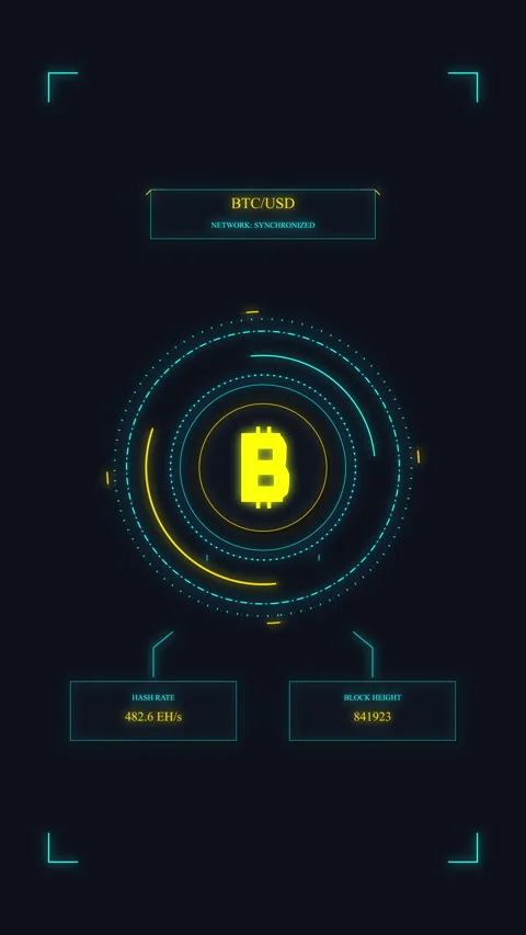 Bitcoin digital interface HUD displaying financial analysis data, crypto ma.. Stock Footage 348325223