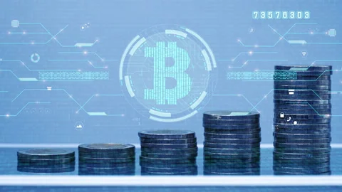 Bitcoin digital money computer graphic background. Stock Footage 172394100