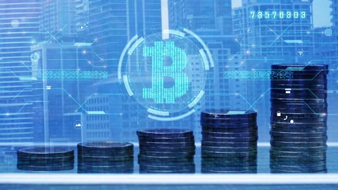 Bitcoin digital money computer graphic background. Stock Footage 178836448