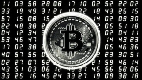 Bitcoin digital money - cryptocurrency data code Stock Footage 78603349