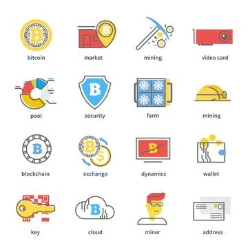 Bitcoin digital money, cryptocurrency system and mining pool Illustrazione stock