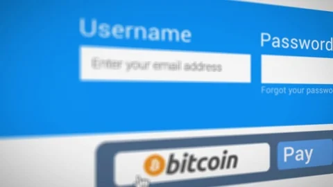 Bitcoin digital payment typing password and click button pay animation Vidéo 81448954